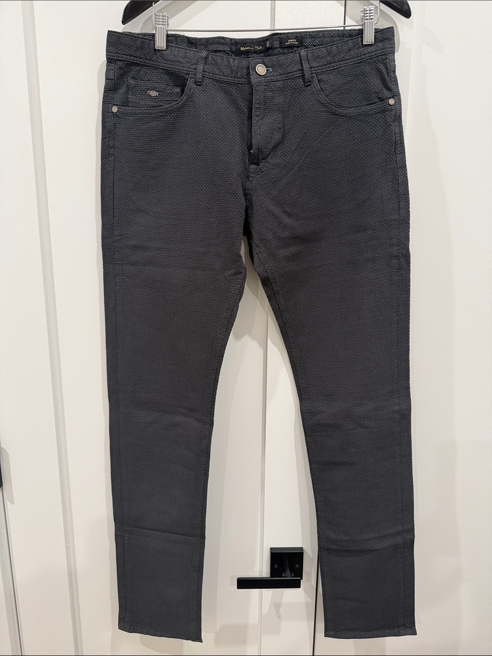 Massimo Dutti Men's Textured Chinos - Dark Gray